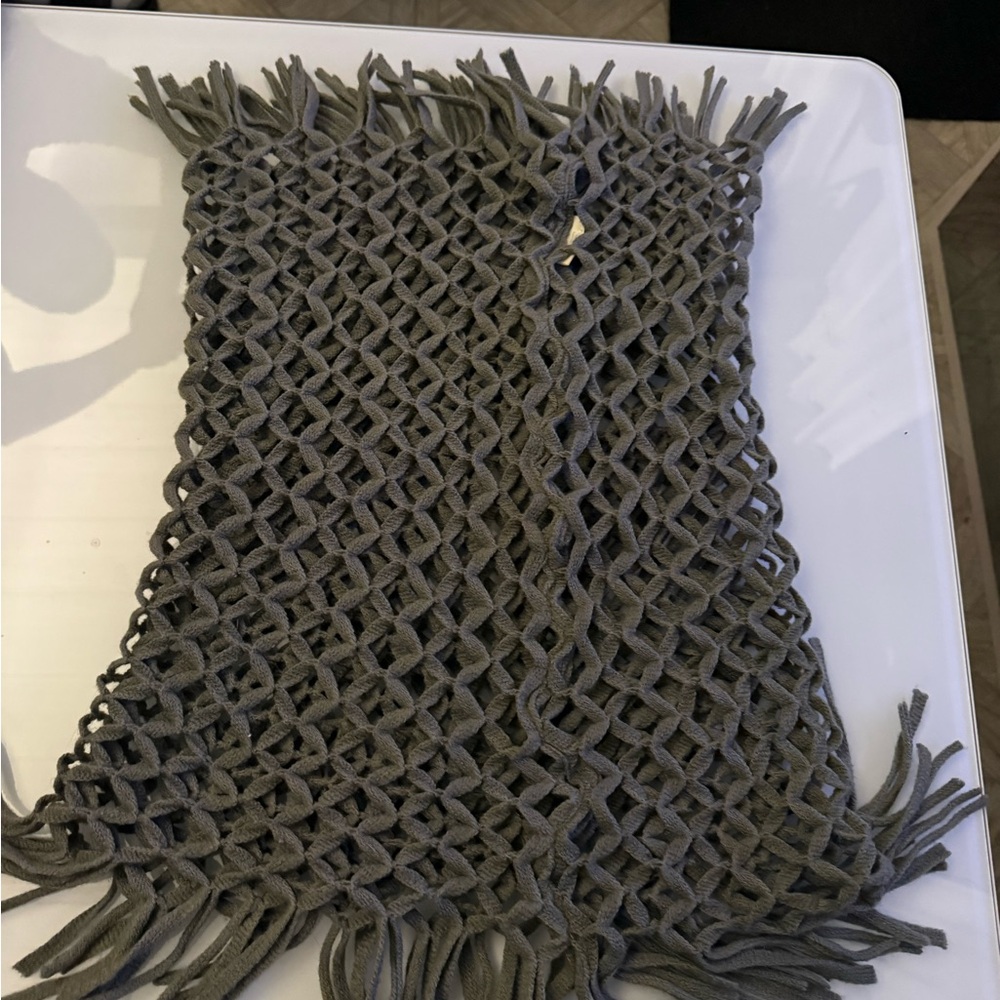 2 Chic Gray Knotted Fringe Scarf